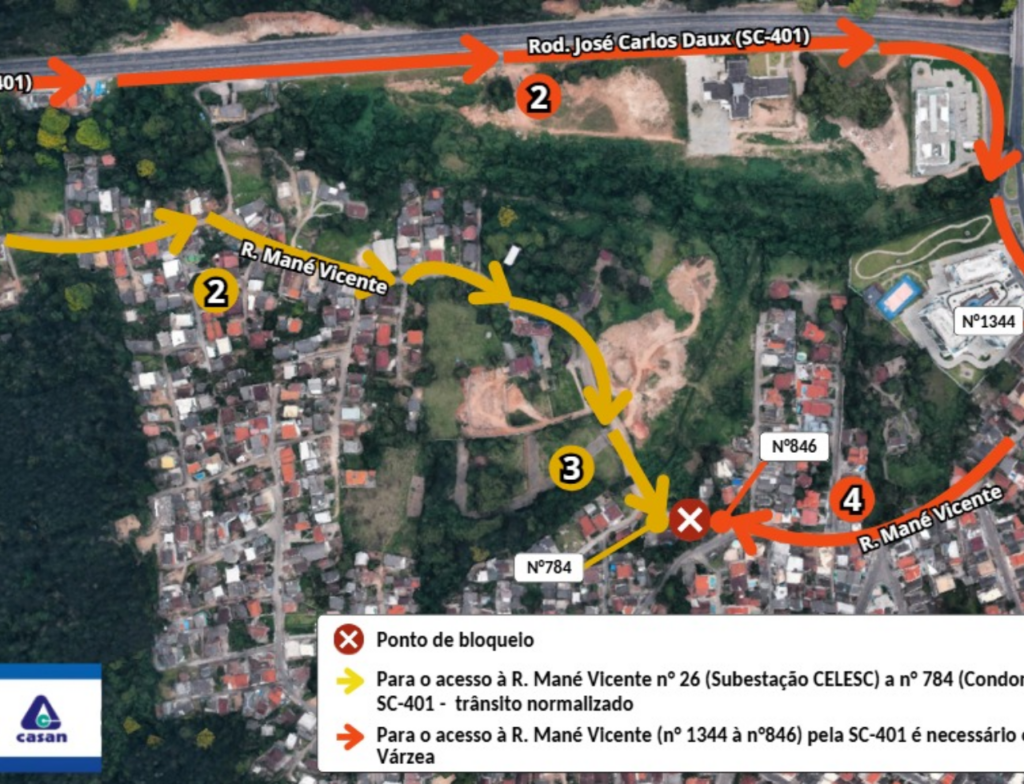 Rua de Florianópolis será interditada por 60 dias; veja os desvios - Foto: Divulgação / Casan